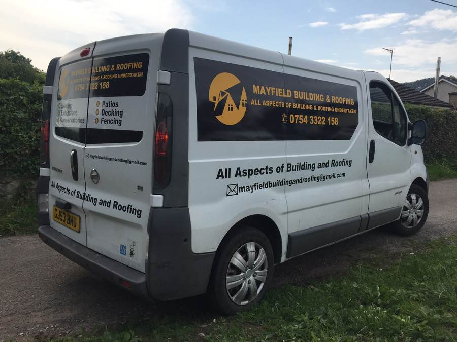 Roofing and building van graphics example