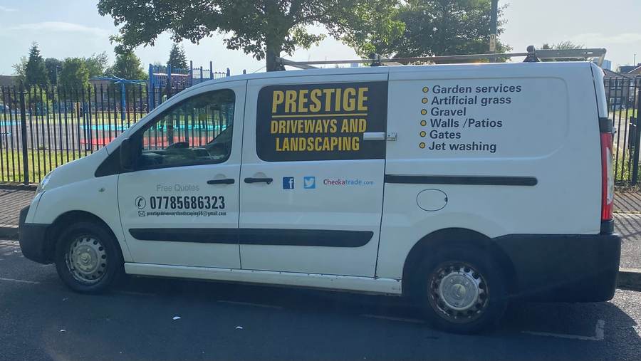Driveways and landscaping van graphics